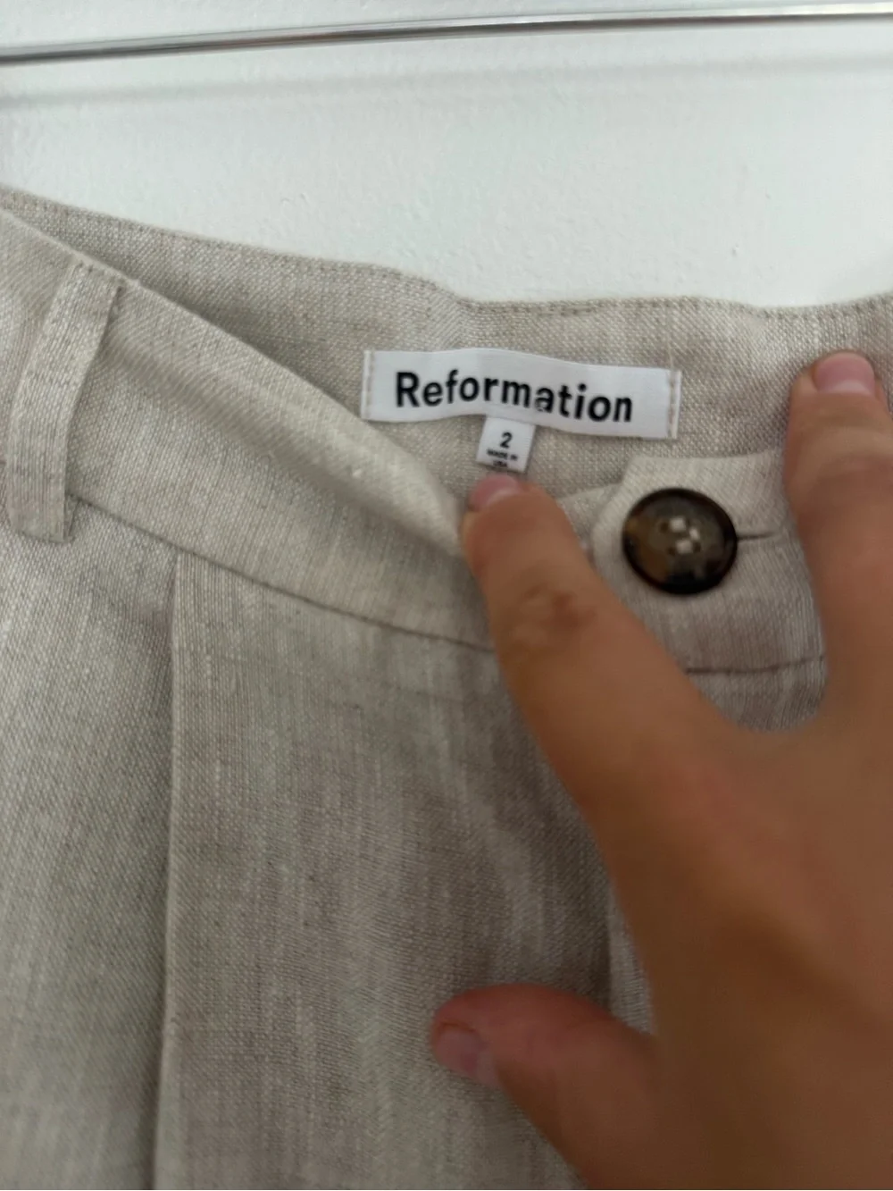 Reformation Pants Mason Pleated Trouser in Oatmeal Cream